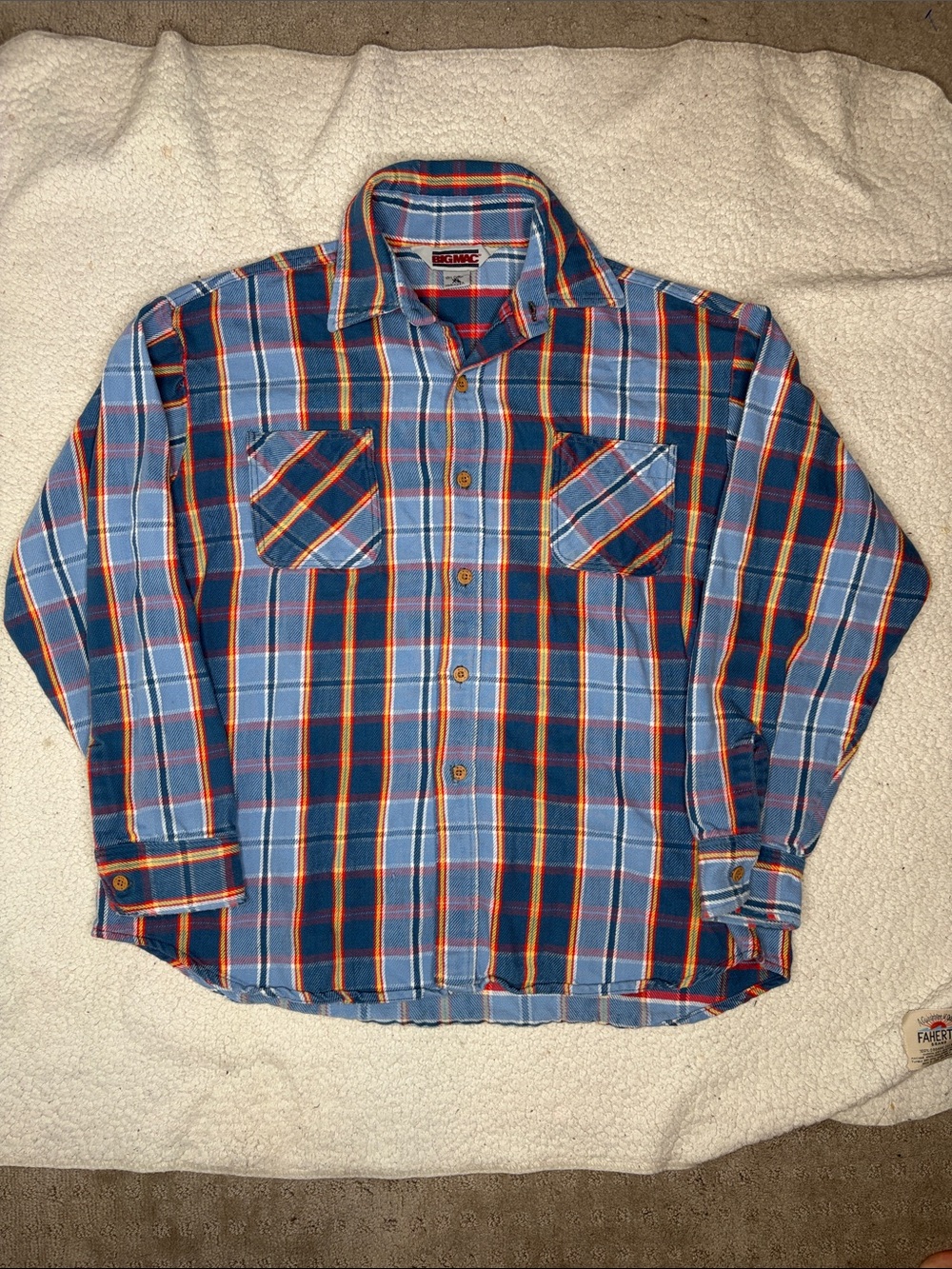 Vintage Big Mac Striped Chamois Cloth Shirt: Size Extra Large